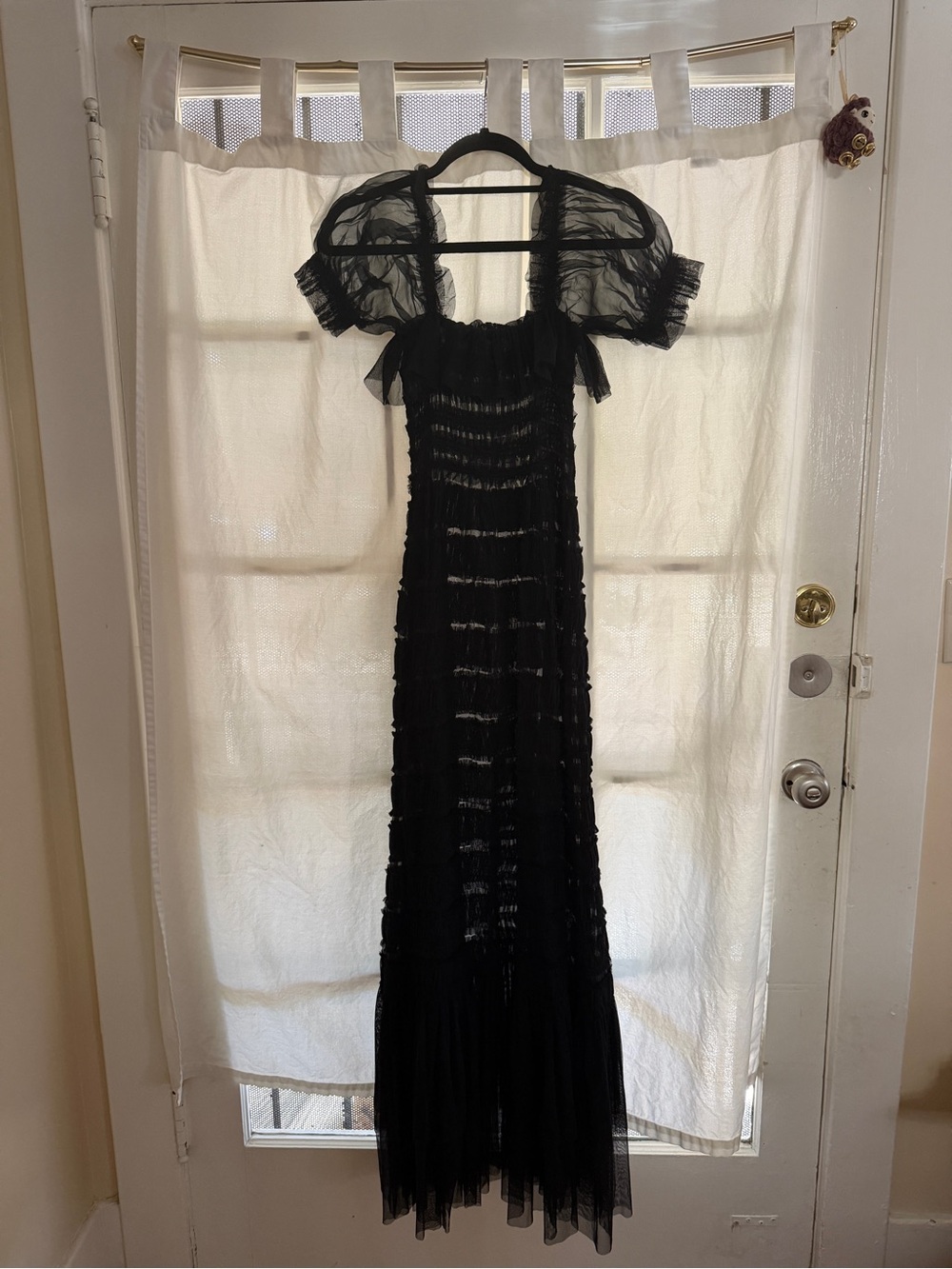 Doen Celestia Tulle Silk Heirloom Black Sheer Tiered Maxi Dress. EUC XS. - Picture 11 of 11
